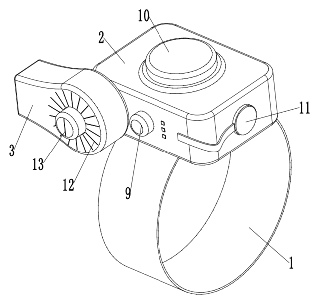 Wrist-Worn Flashlight with Click-Lock Angle Adjustment - patent drawing