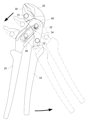 Ratchet Water Pipe Wrench with Two-Stage Jaw Adjustment - Patent Fig. 13