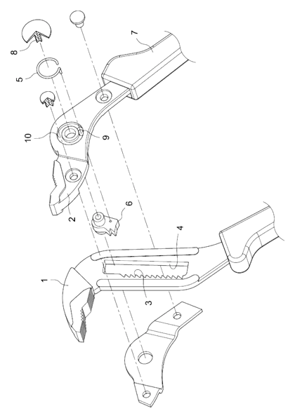 Ratchet Water Pipe Wrench with Two-Stage Jaw Adjustment - Patent Fig. 2