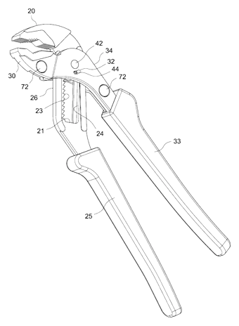 Ratchet Water Pipe Wrench with Two-Stage Jaw Adjustment - Patent Fig. 5