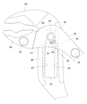 Ratchet Water Pipe Wrench with Two-Stage Jaw Adjustment - Patent Fig. 9