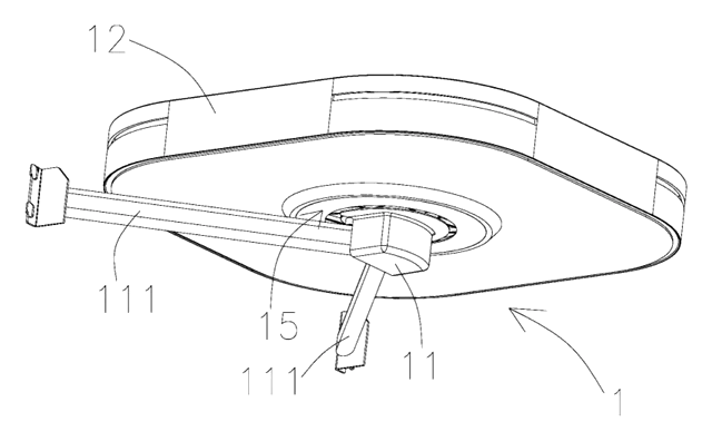 Rotary Storage Basket with Elastic Positioning for Cabinets - patent drawing