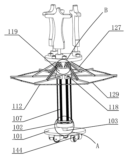 Motorized Folding Clothing Display Stand with Dummy Mechanism - Patent drawing - folding clothing display stand