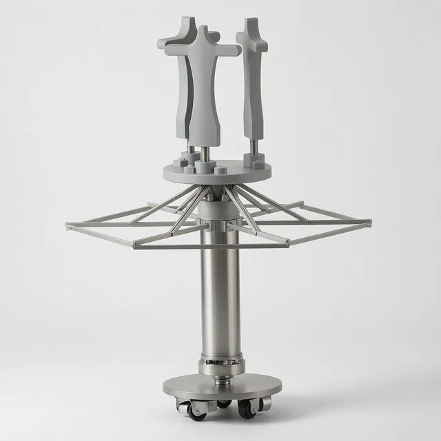 Motorized Folding Clothing Display Stand with Dummy Mechanism - product render