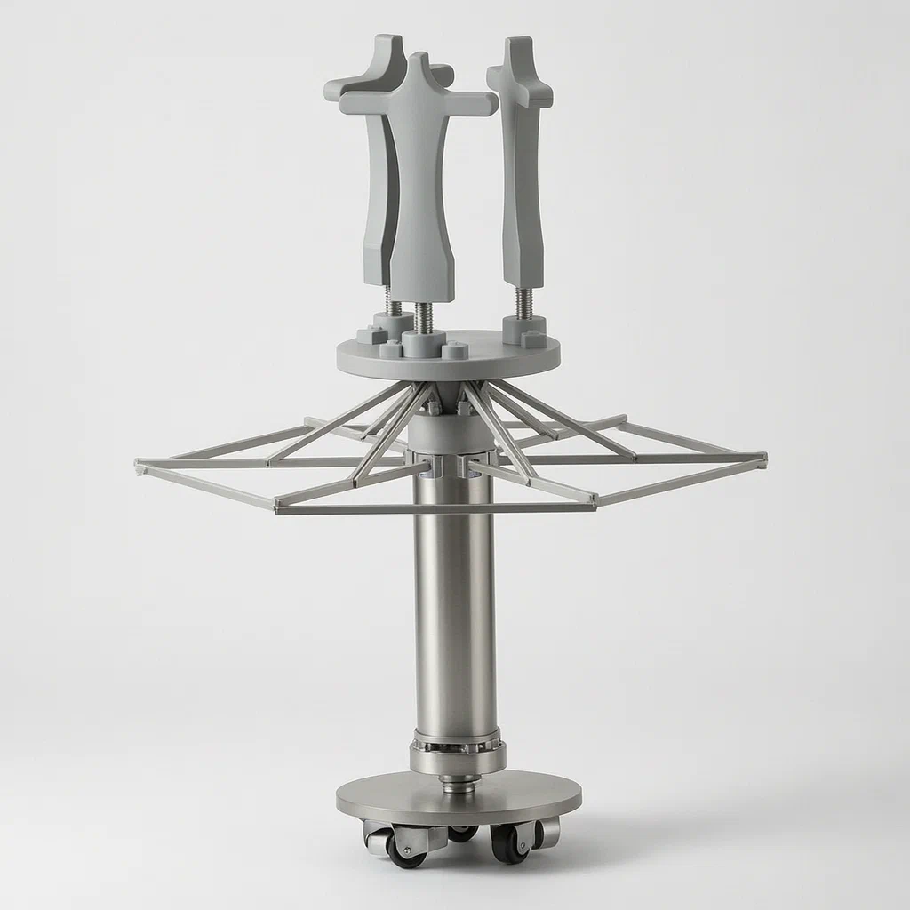 Motorized Folding Clothing Display Stand with Dummy Mechanism - product render