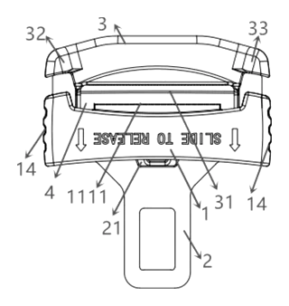Automobile Safety Belt Lock Tongue with Self-Locking Slider - Patent Fig. 4