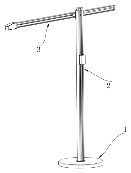 Truss-Type Foldable Desk Lamp with Longitudinal and Transverse Guide Adjustment - Patent drawing - assembled desk lamp