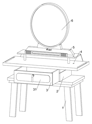 Dressing Table with Rotary Light Compensating Mirror - Patent Fig. 2