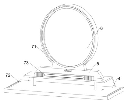 Dressing Table with Rotary Light Compensating Mirror - Patent drawing - exploded view