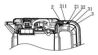 Rotatable Detachable Cup Lid Connection Structure for Electric Kettles - Patent drawing - spring piece detail
