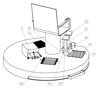 Automatic Shoe Cleaning Station with Rotating Platform and Four-Step Cycle - Patent Fig. 3