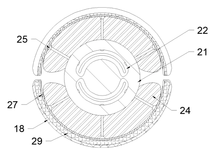 Adjustable Radian Hair Removal Roller Brush with Pneumatic Surface Adaptation - Patent drawing - exploded view