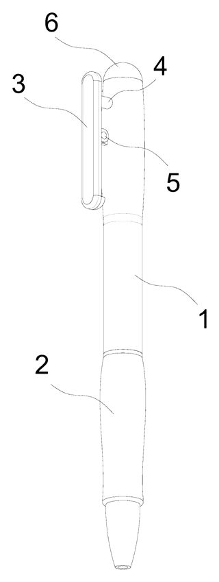 Push-Type Ballpoint Pen with a Pressing Pen Clip Mechanism - Patent Fig. 1