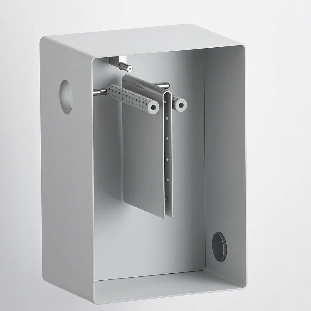 Mirror Cabinet with Integrated Towel Drying Mechanism - product render