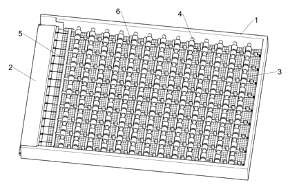 Automobile Luggage Rack with Spring-Brake Crossbars and Folding Rear Gate - Patent drawing - assembled rack