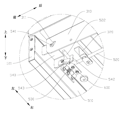 Telescopic Shelf Rack with Front-Back Sliding and Locking Mechanism - Patent drawing - locking mechanism
