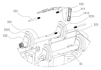 Lifting Phone Tray Mechanism for Vehicle Cockpits - Patent drawing - side view showing the groove path