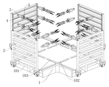 Adjustable Suction-Cup Jig for Furniture Cabinet Assembly - Patent drawing - supporting and connecting mechanisms