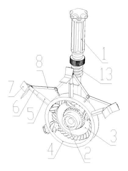 Automobile Transmission Belt Dismounting Device with Prying Mechanism - Patent drawing - exploded mechanism