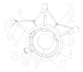Automobile Transmission Belt Dismounting Device with Prying Mechanism - Patent drawing - prying mechanism detail