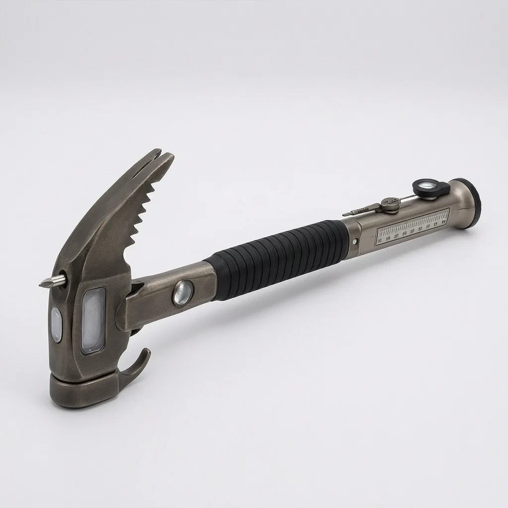 Multifunctional Geological Hammer with Detachable Handles and Built-In Tools - product render