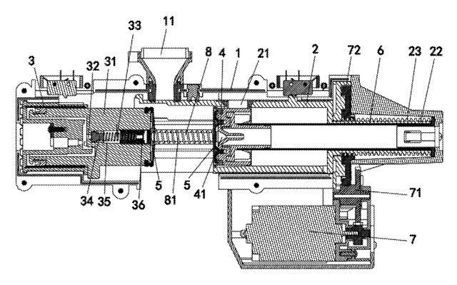 Self-Dumping Coffee Brewing Unit with Hydraulic Piston and Filter Screens - patent drawing