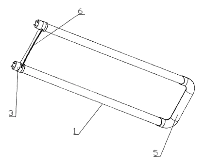 U-Shaped LED Fluorescent Lamp with a Soft Substrate and Rear Support Frame - Patent drawing - U-shaped LED lamp assembly