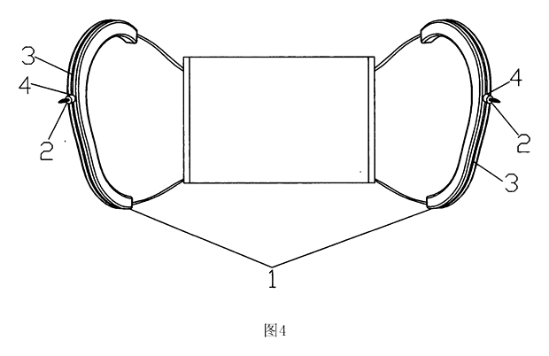 Ear-Shaped Mask Strap Guard with Tension Adjuster - Patent drawing - mask worn with ear guards