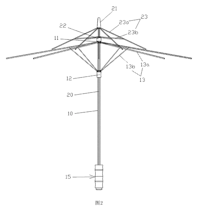 2-in-1 Parent & Child Umbrella - Patent Fig. 2 - frames of the two umbrellas nested together