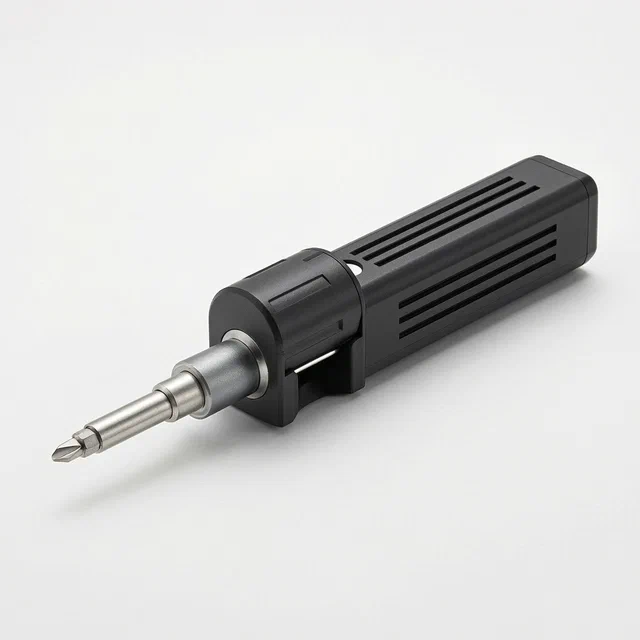 Multifunctional Screwdriver with a Sliding Bit Changer and Locking Plate - product render
