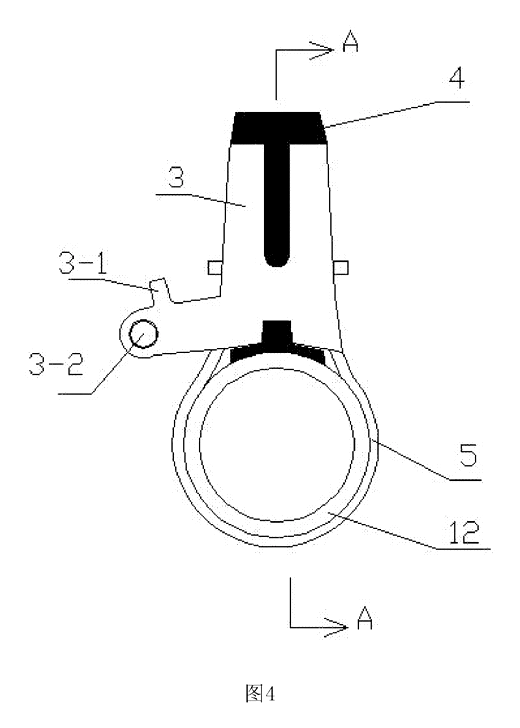 Compact Torsion-Spring Bike Bell - Patent Fig. 4 - bracket, cushion block and strap