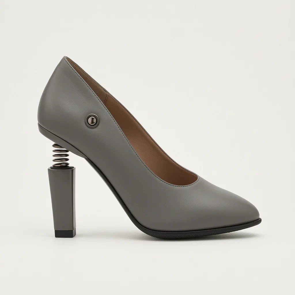 Button-Operated Interchangeable Heel High-Heeled Shoe - product render