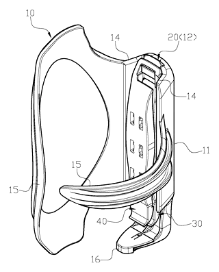 Bicycle Bottle Cage with Integrated Tire Levers and Tool Heads - Patent Fig. 1