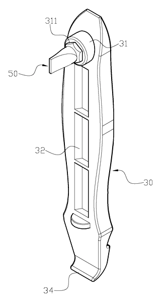 Bicycle Bottle Cage with Integrated Tire Levers and Tool Heads - Patent Fig. 6