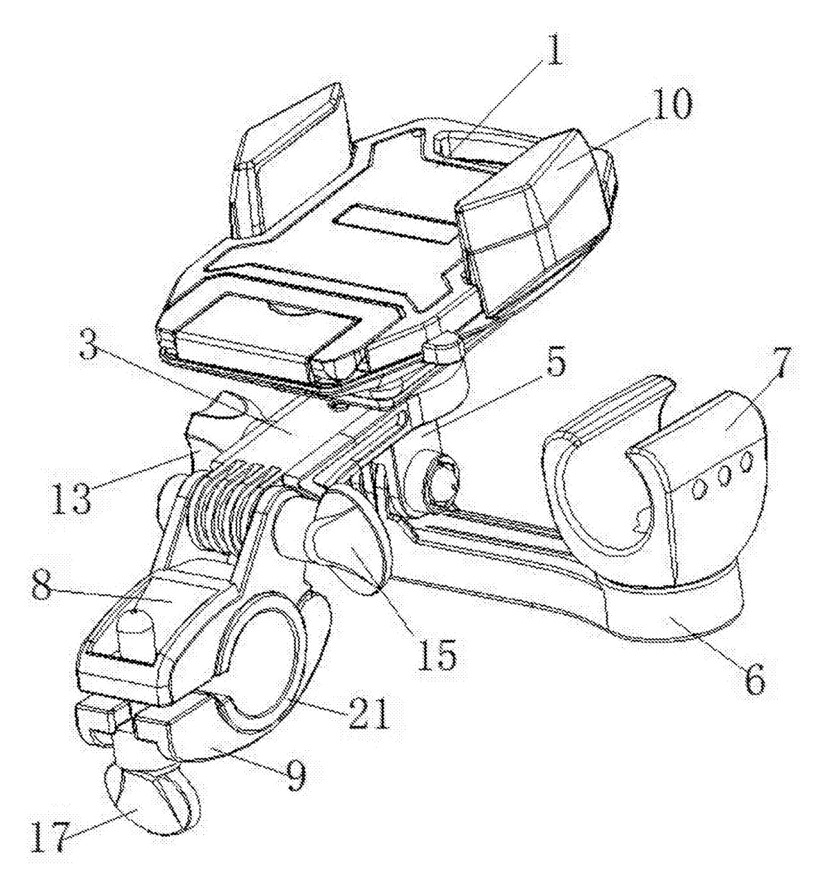 Bike Phone Holder with Built-In Flashlight Clamp - patent drawing