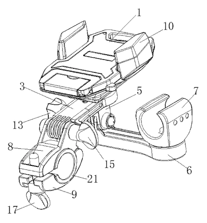 Bike Phone Holder with Built-In Flashlight Clamp - Patent Fig. 1