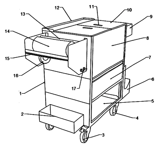 Integrated Multi-Functional Automotive Paint Repair Tool Cart - Patent Fig. 1
