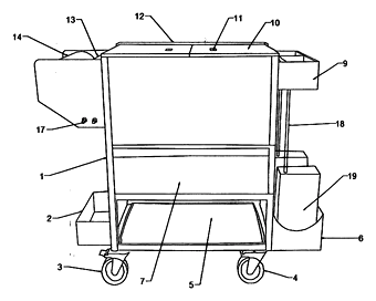 Integrated Multi-Functional Automotive Paint Repair Tool Cart - Patent drawing - side structure
