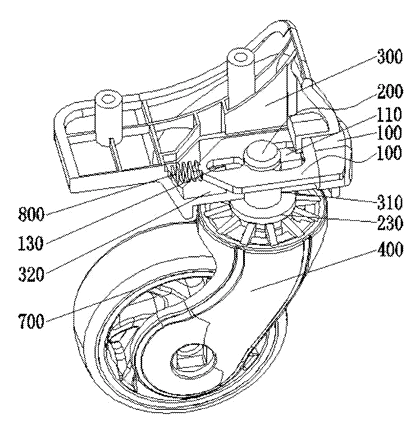 Detachable Luggage Wheel Assembly with Card and Pivot Lock - Patent Fig. 3