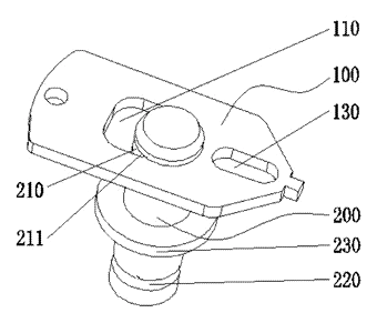Detachable Luggage Wheel Assembly with Card and Pivot Lock - Patent drawing - locking state