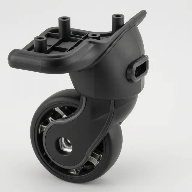 Detachable Luggage Wheel Assembly with Card and Pivot Lock - product render