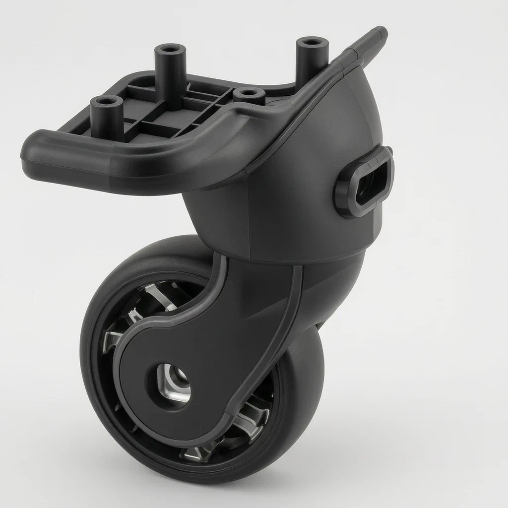 Detachable Luggage Wheel Assembly with Card and Pivot Lock - product render