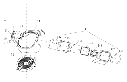 Multifunctional Electric Pot with Interchangeable Lids and Inner-Pot Temperature Sensing - Patent drawing - multifunctional pot overview