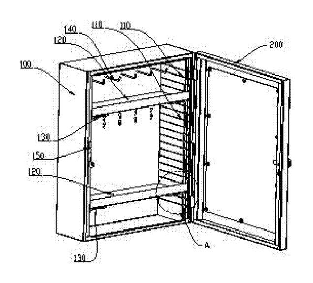 Adjustable-Shelf Tool Cabinet with Window Door - patent drawing