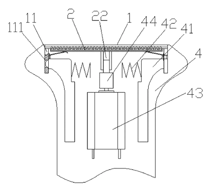 Foil Shaver Head with Arc-Shaped Stationary Knife and Spring-Clamped Moving Blade - Patent drawing - razor head applied to shaver