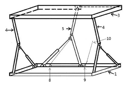 Hard-Shell Rooftop Tent That Doubles as a Cargo Box - Patent drawing - lifting frame
