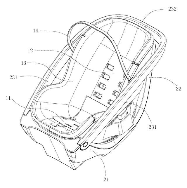 Infant Car Seat with a Load-Bearing Base That Wraps the Carrier - patent drawing