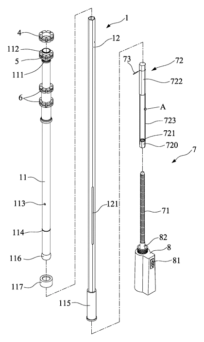 Fully Automatic Reverse-Folding Umbrella with Screw-Driven Mechanism - Patent Fig. 1