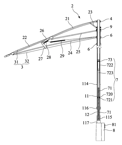Fully Automatic Reverse-Folding Umbrella with Screw-Driven Mechanism - Patent Fig. 4