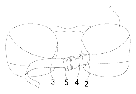 Roll-Up Travel Neck Pillow with Buckles - Patent drawing - front buckle closed